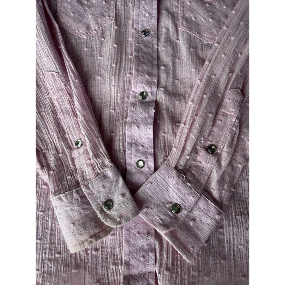 Cowgirl Hardware Girls Pink Long Sleeve Western Pearl Snap Shirt Size M Teen. - Picture 2 of 10